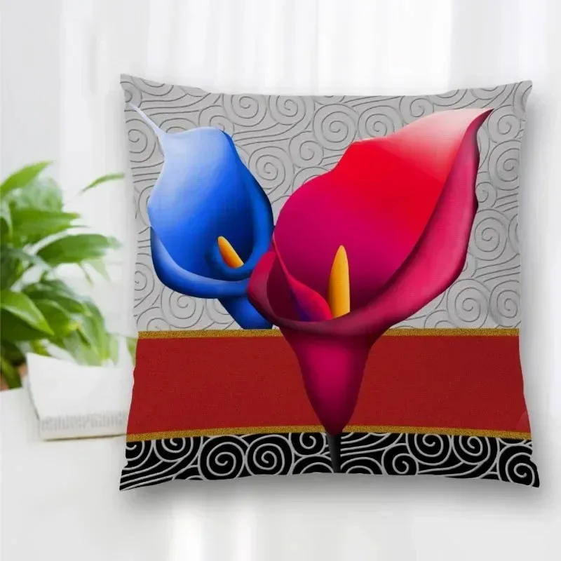 Calla Lily Pattern throw pillow cover with short plush print for living room sofa decoration cushion cover pillow covers