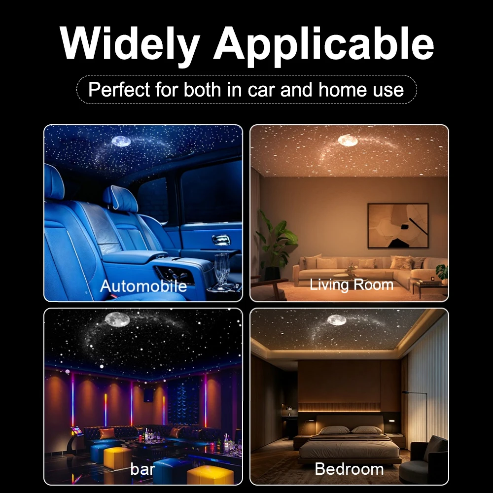 2-in-1 USB Galaxie-Projektor Licht Auto-Innenraum Dach-Ambiente Sternenprojektionslampe Manueller Fokus Atmosphäre Sternenhimmel Nachtlicht