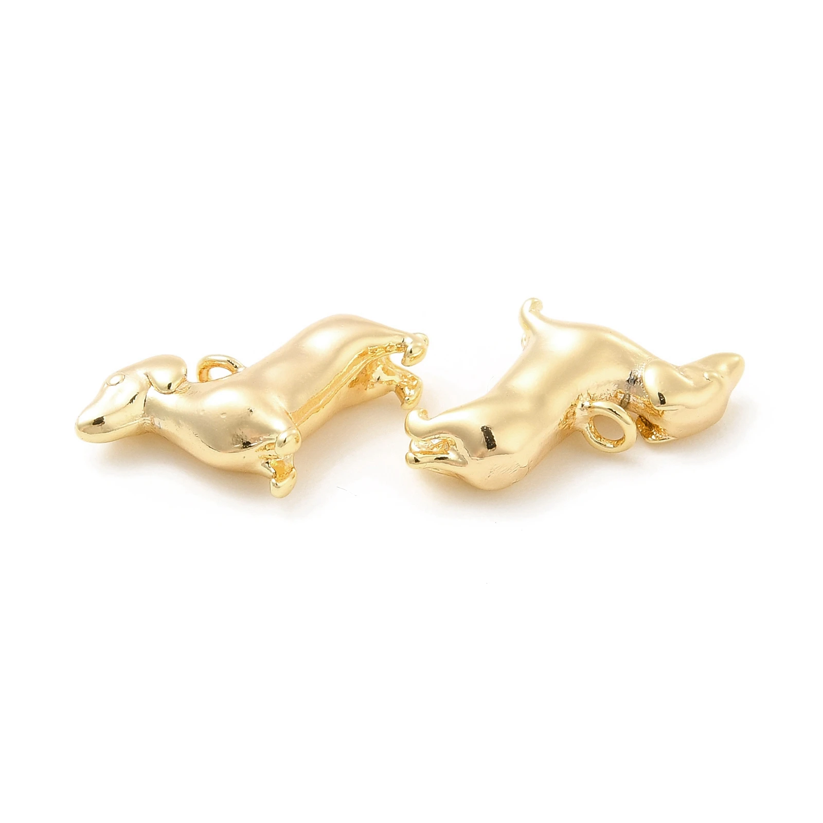 20pcs Brass Cute Dog Charms Dachshund Puppy Pendants Real 18K Gold Plated for Necklace Choker Jewelry Making DIY Accessories