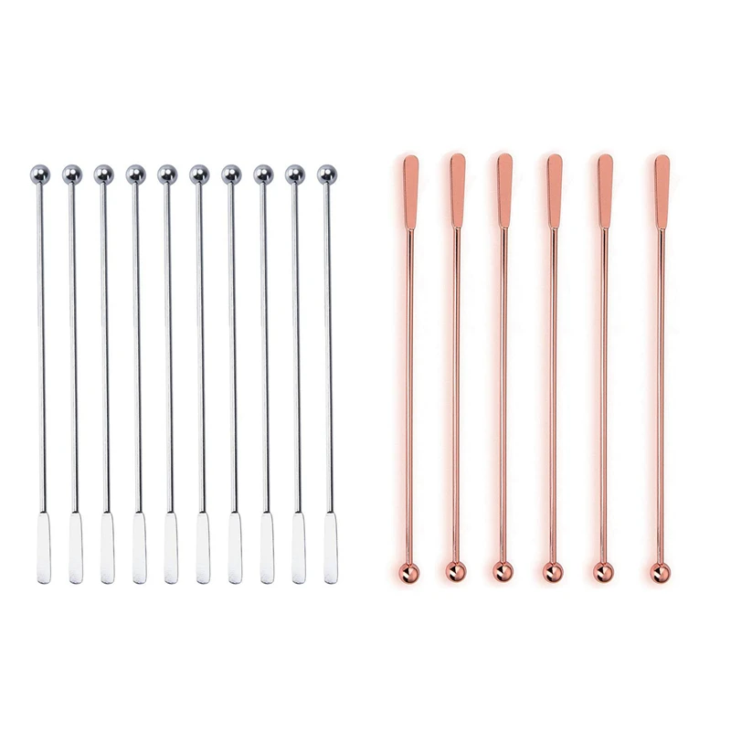 

16Pcs Swizzle Sticks Metal - Stainless Steel Mixing Cocktail Coffee Stirrers For Wine Juice 7.5 Inch,10Pcs Silver & 6Pcs Rose Go