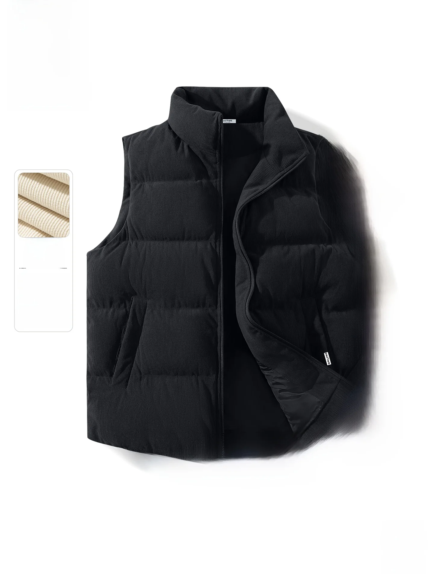 

Thiened Cotton Lined Corduroy Vest Men's Autumn Winter Warm Stand Collar oulder Pad Youth Faion Stand Fit
