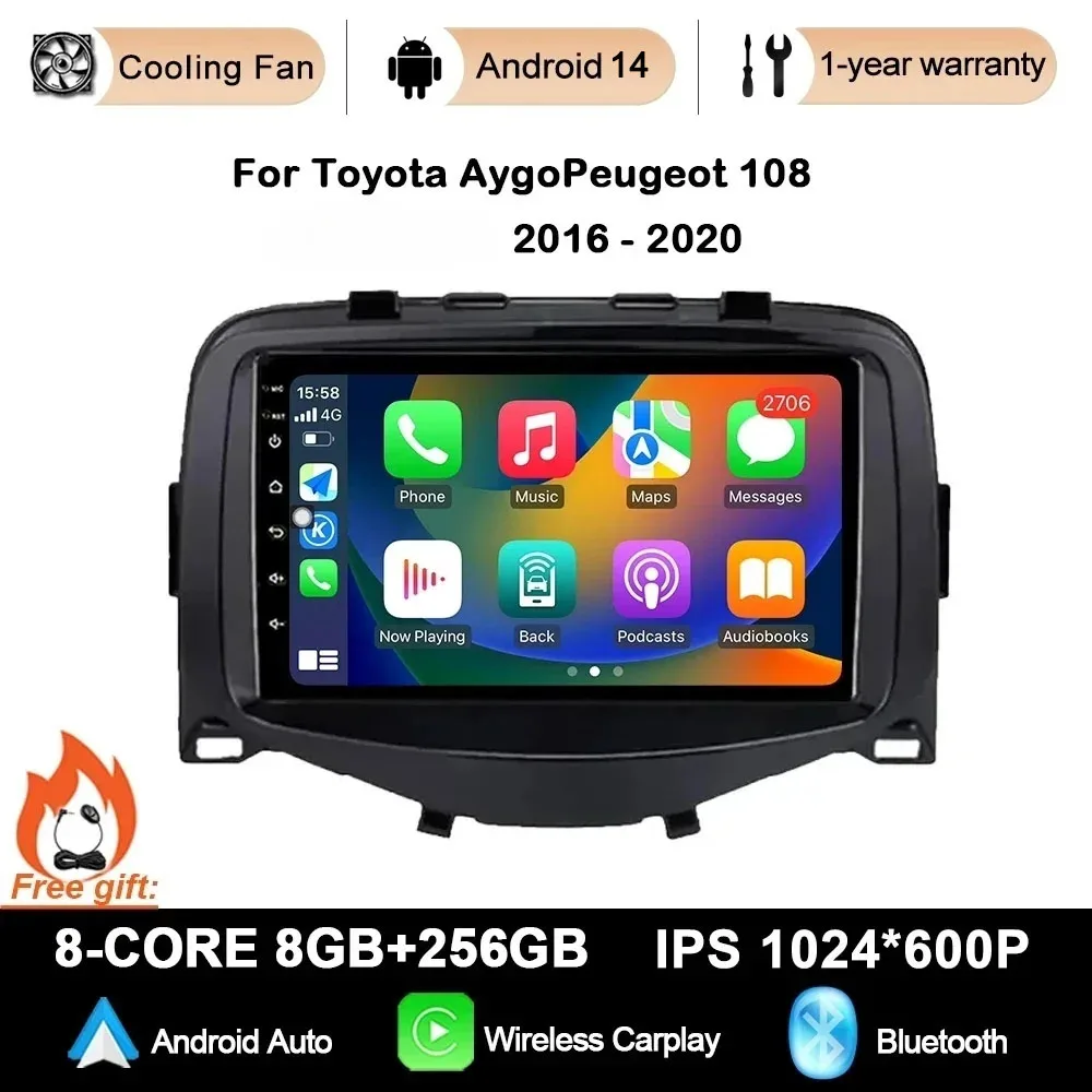

7 inch for Toyota Aygo 2016 2017 2018 - 2020 Android 14 Car Radio With Bluetooth Multimedia GPS Navigation BT 4G+WIFI DSP Stereo