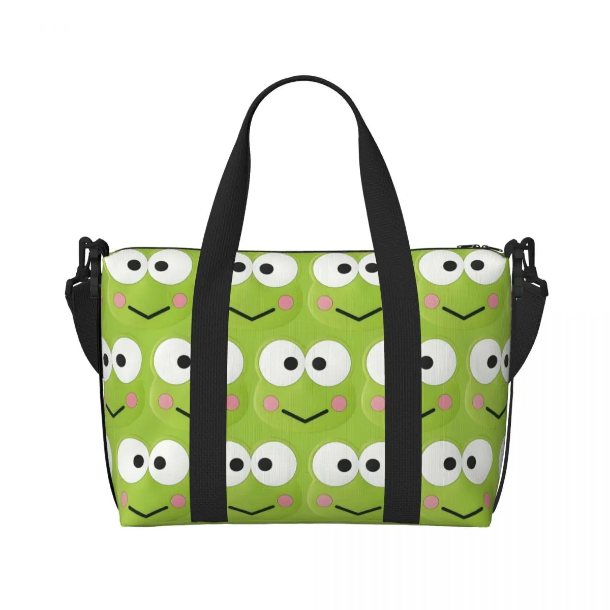 مخصص أنيمي سانريو Keroppi حمل حقيبة المرأة سعة كبيرة الكرتون Kawaii الضفدع شاطئ رياضة الكتف حقيبة سفر