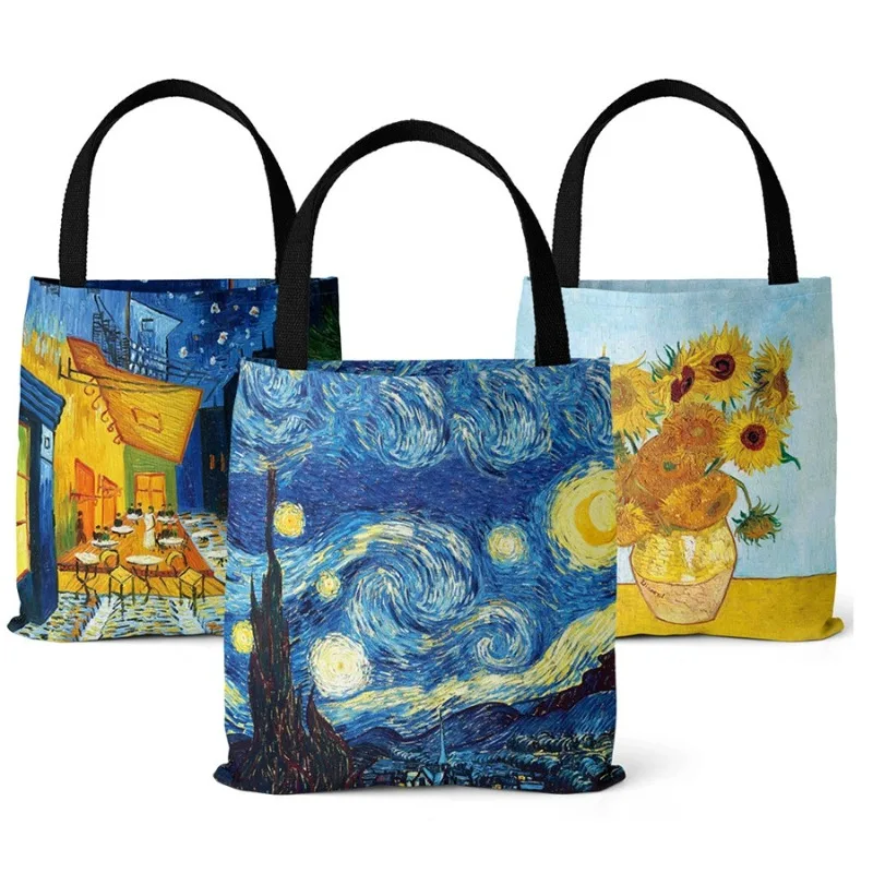 

Van Gogh Canvas Shoulder Bag Oil Painting large-capacity Single-Shoulder Canvas Bag Lightweight Handbag