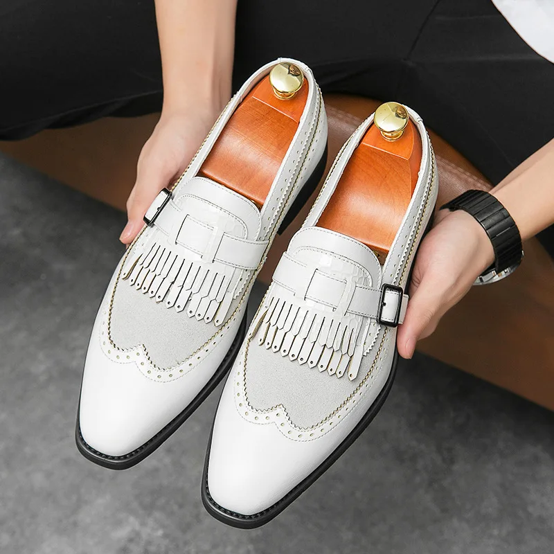 New Men Tassel Casual Shoes Fashion Men Shoes Handmade White Mens Loafers Moccasins Slip On Men's Flats Male Grace Driving Shoes