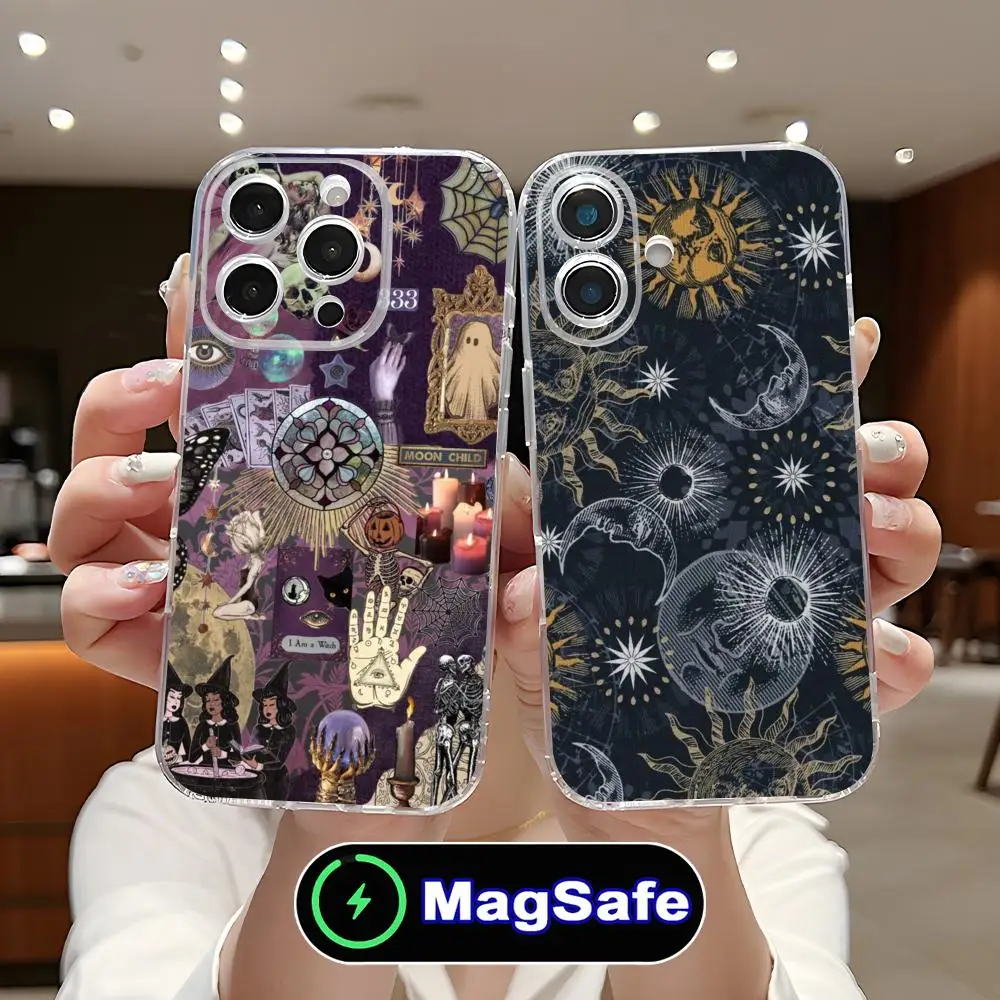 

Чехол для телефона с астрологическим дизайном для iPhone 17 16 15 14 13 12 11 Air Pro Max Plus Mini Magsafe, прозрачный, цветной