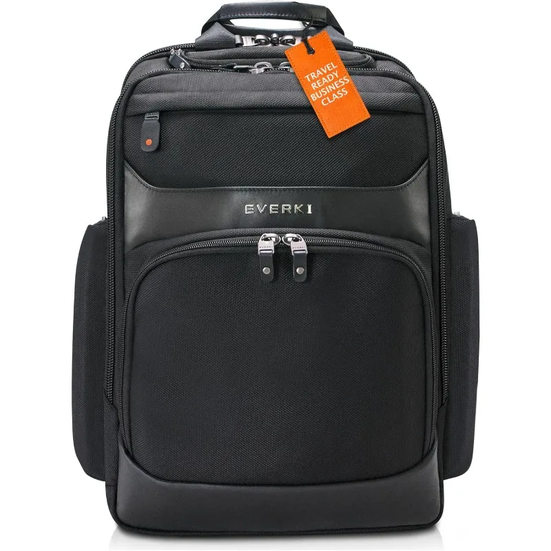 Onyx Premium Business Executive Laptop Backpack 15.6 Inch - Ballistic Nylon and Leather Office Backpack Laptop Bag