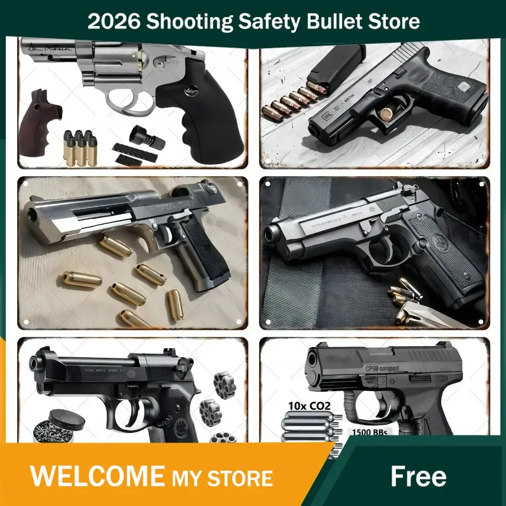 2026 New （2D Tin Painting）1pc 2D Plane HD Pistol Metal Sign Vintage Wall Art Decor For Home Bar Club Man Cave Party