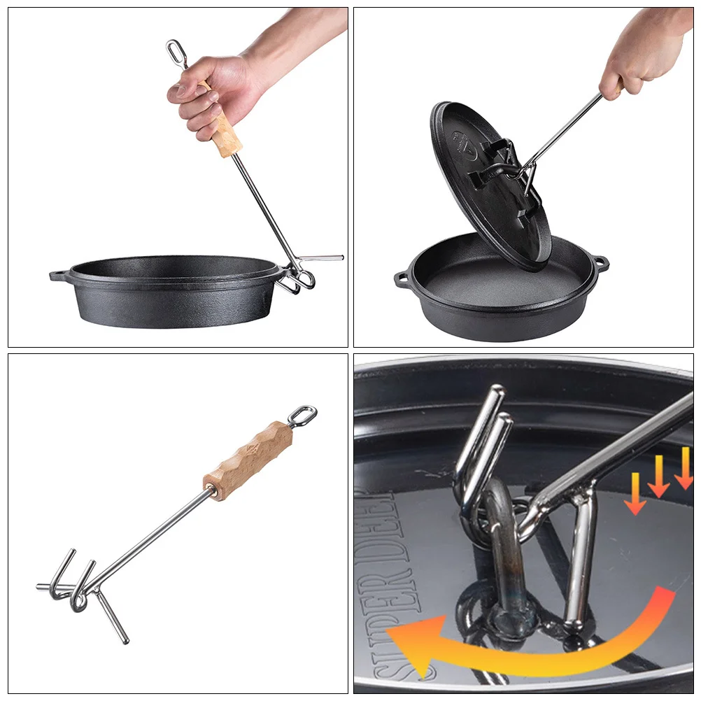 

Pot Lid Lifter with Long Handle Stainless Steel Oven Lid Lifter Heat Resistant Anti Scalding for Home Kitchen Camping Cooking