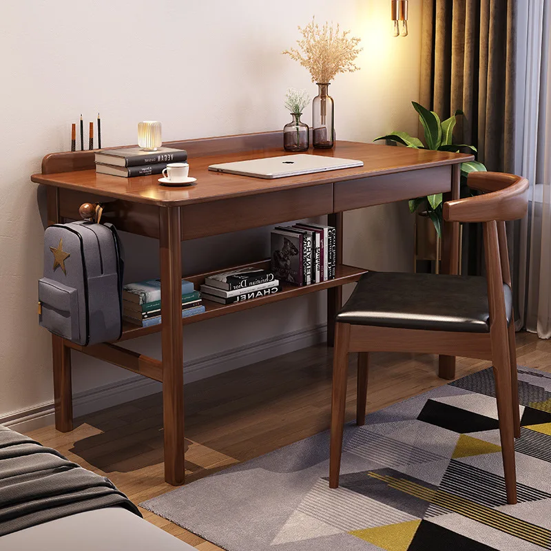 Computer Desk Solid Wood Modern Simple for Home Office for Study Room Space Saving, Office Desk