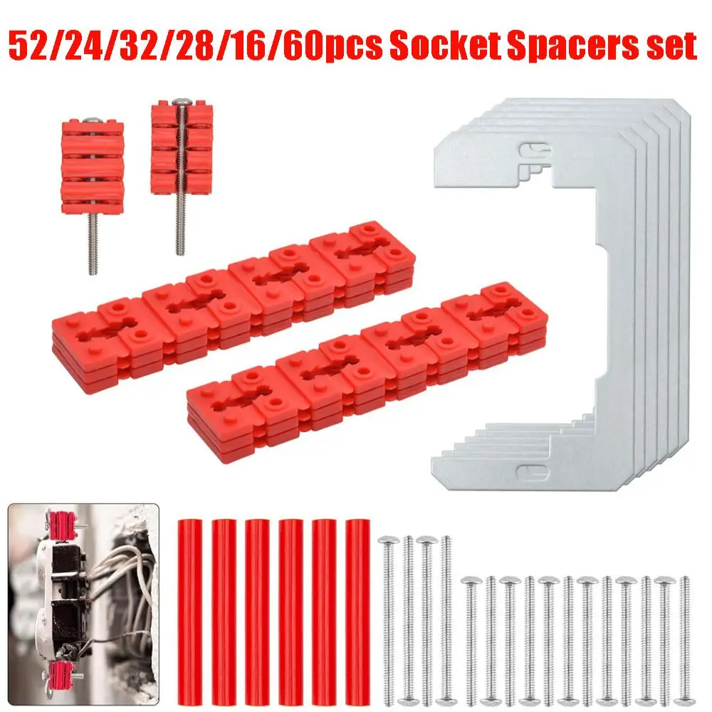 (52/24/32/28/16/60)pcs/set Socket Spacers Adjustable Secure Outlet Spacers Easy To Install Durable Outlet Box Extender