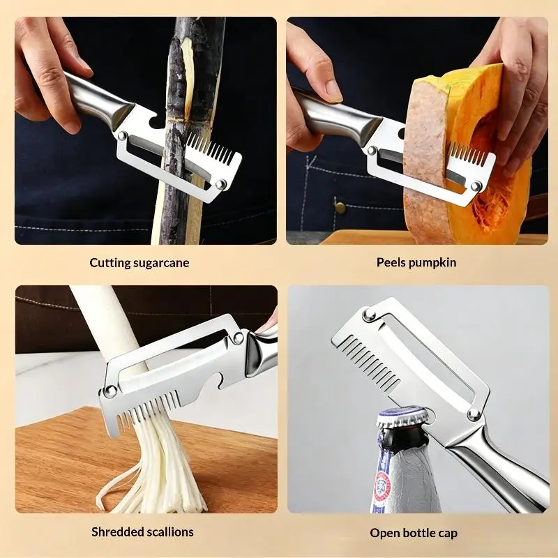New.Multifunctional 3-in-1 Stainless Steel Peeler Vegetable & Fruit Slicer Shredder Versatile Kitchen Tool For Peeling Shredding