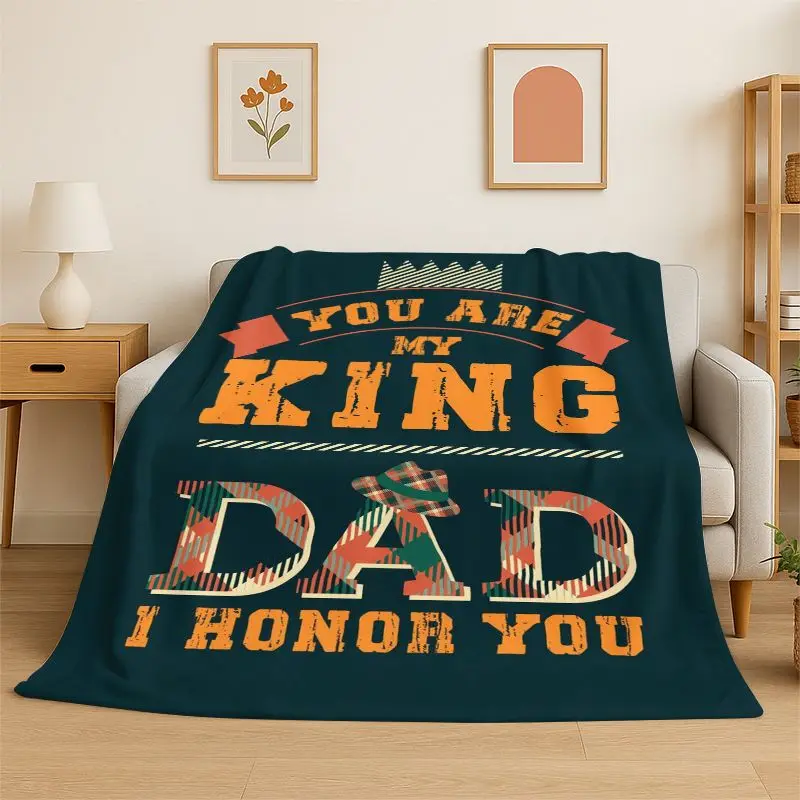 Gift Thanks To My Dad Father Letter Present Flannel Blanket Soft Throw Blanket for Bedroom Living Room Bed Travel Picnic Nap