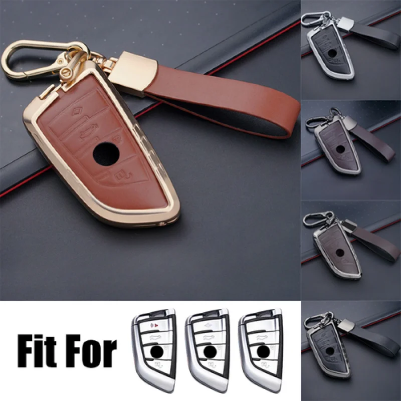 

A+ Zinc Alloy Leather Car Key Fob Case Cover For BMW 2 3 4 5 6 X1 X2 X3 X4 X5 X6 X7