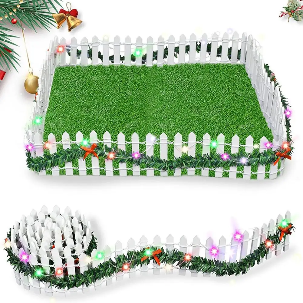 

Christmas Tree Fences Miniature Fence Christmas Tree Garden Props Fairy LED Light Wooden Small With Accessories Fence R9O1