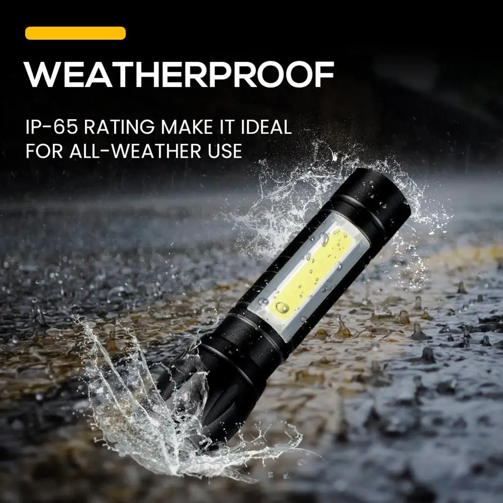 Built In Battery Q5 Portable Mini Led Flashlight Zoom Torch COB Lamp 2000 Lumens Adjustable Penlight Waterproof for Outdoor