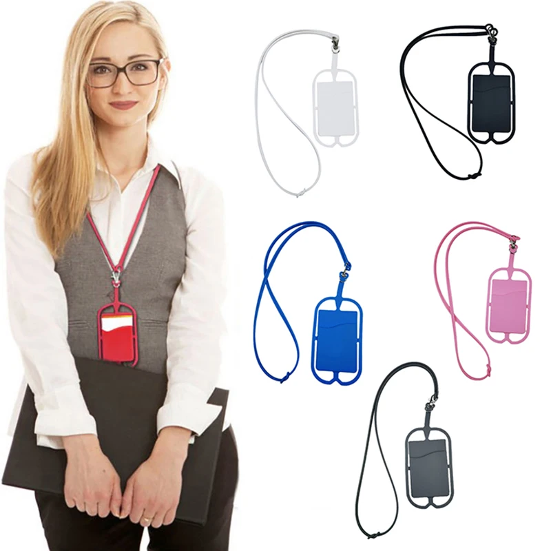 Phone Harness with Clip Silicone Phone Lanyard Necklace with ID and Credit Card Pocket Case Holder Compatible with Most phone