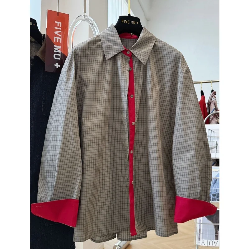 

plus Size 300 Pou Color Blo Plaid Long Sve irt Men's Autumn Winter New Korean Sle Lazy Sle irt Jaet