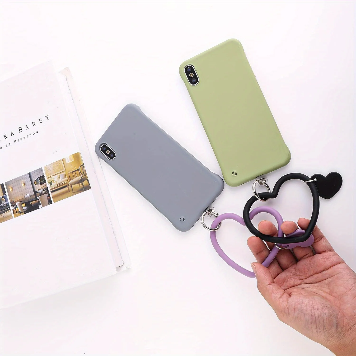 Heart Loop Phone Lanyard, Smart Phone Hand Wrist Lanyard Strap with Key Chain Holder Compatible with Most Smartphones