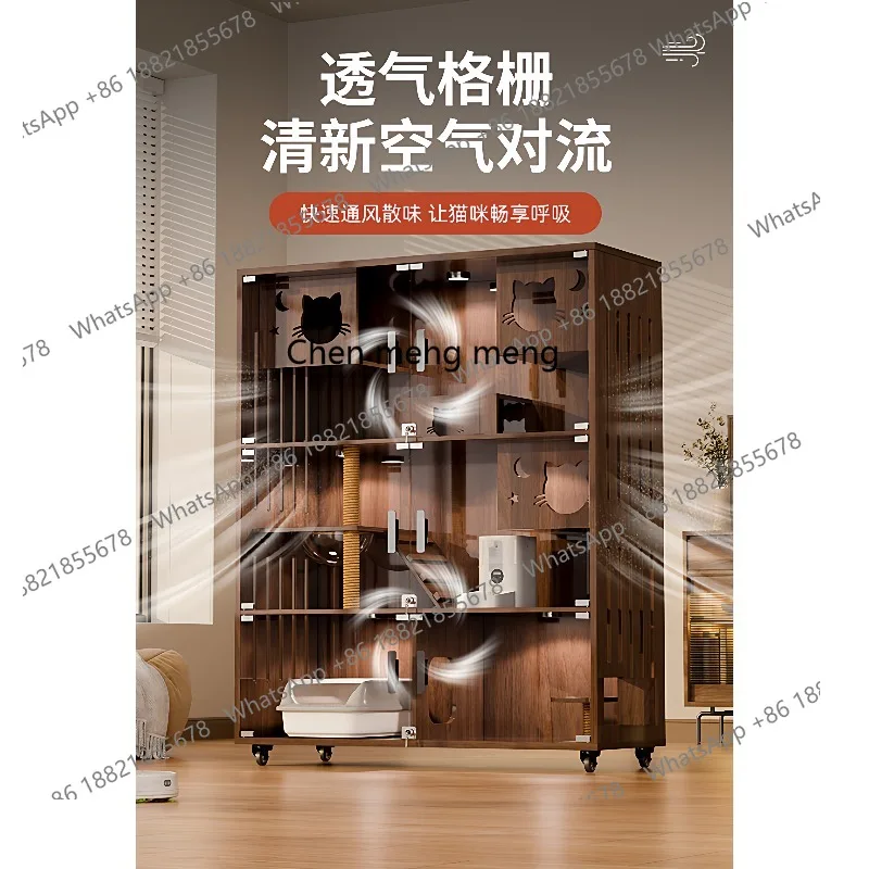 

Luxury solid wood cat nest household indoor cat cabinet with toilet integrated cat house