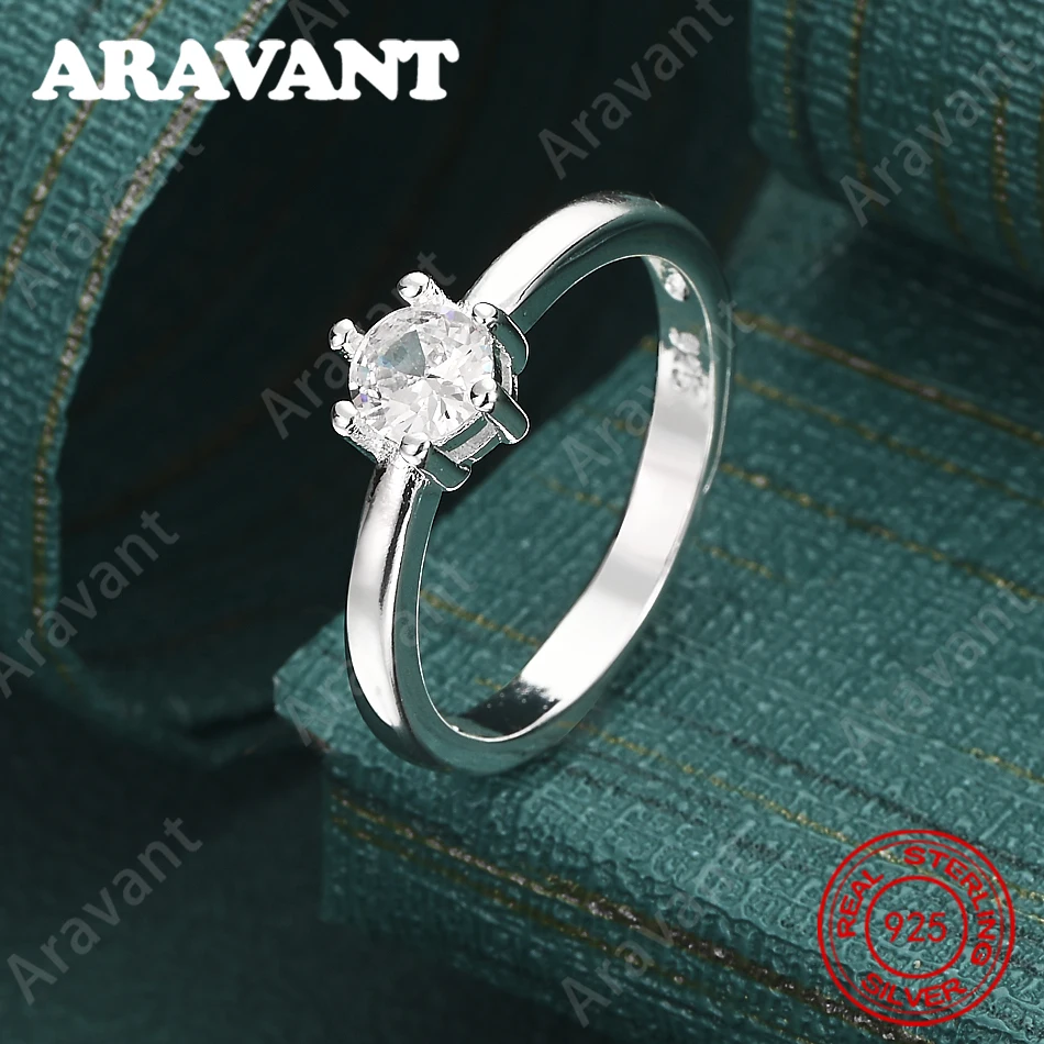 925 Sterling Silver Six-Prong Zircon Ring (7-10#) - A Unique And Versatile Jewelry Piece For Women, Perfect For Any Occasion.