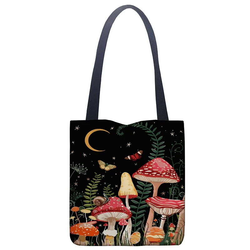 Tote Bags Canvas Tote Bags For School Chinese Style Printing Line Bag Bright Colors Butterfly And Moon Women's Handbag Art