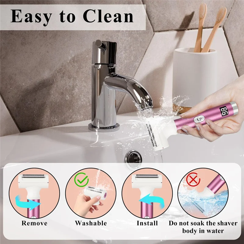 Nass- und Trocken-Akku-Elektrorasierer für Frauen, LED-Anzeige, Gesichtshaarentferner, Forface- und Körperverkauf