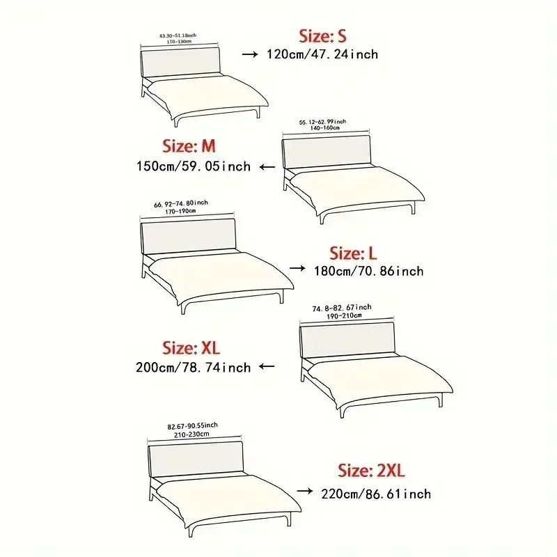 120/150/180/200/220cm Full-inclusive Bedhead Cover Solid Color Bedside Backrest Protection Headboard Dust Cover Bedroom Decor