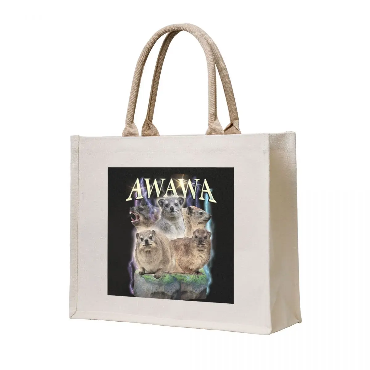 

The Hyrax AWAWA Retro Vintage design Tote Bag eco bag folding Eco bag tote bags men shopping cart bags