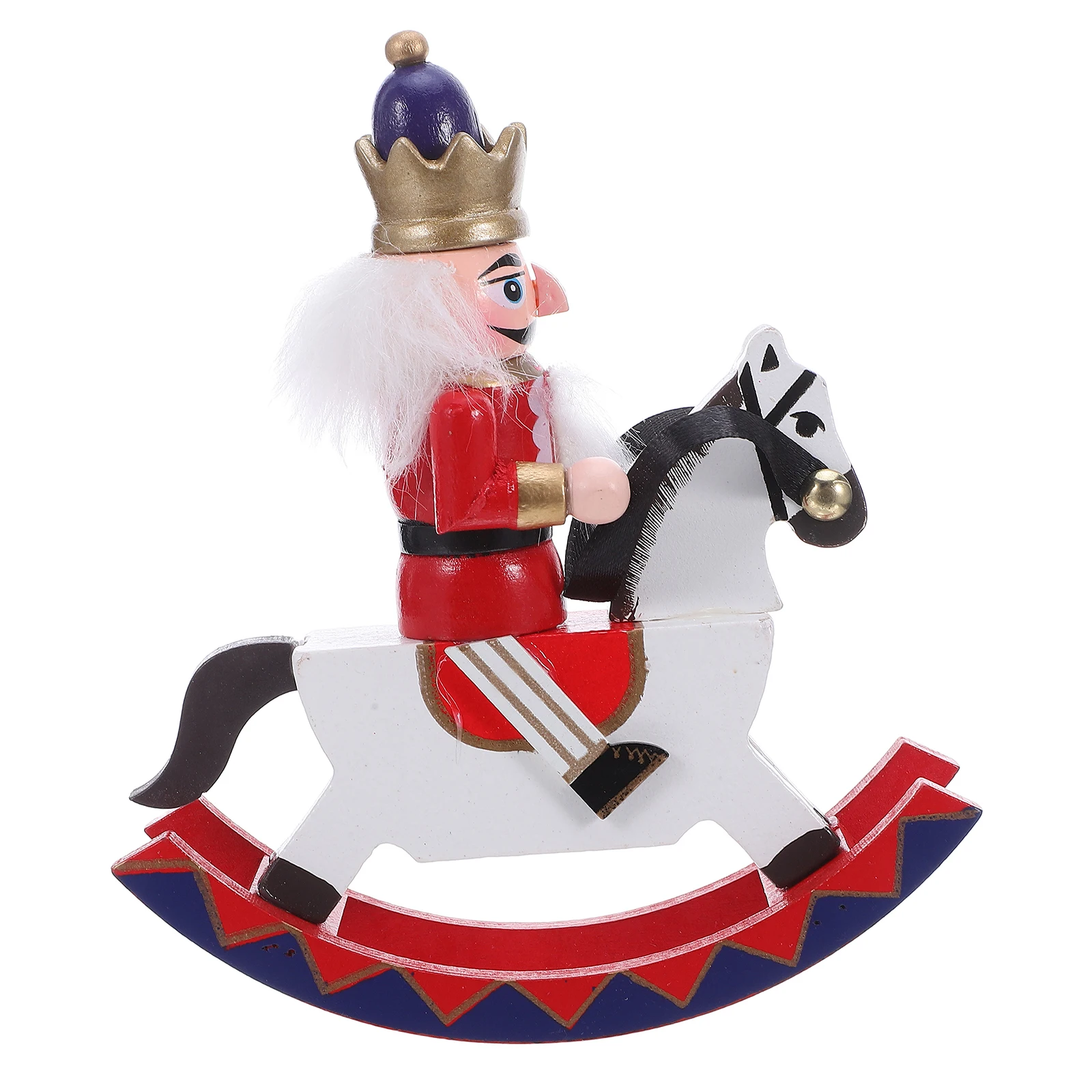 Nutcracker Decor Wooden Nutcracker Figurine On Rocking Horse Christmas Decor For Holiday Table Centerpieces Xmas Tree Ornament