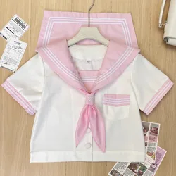 Japanese Student Sailor Uniform Suit Woman Sailor Outfit Korean Jk Uniform Set Pink Pleated Skirt School Clothes Seifuku Cosplay