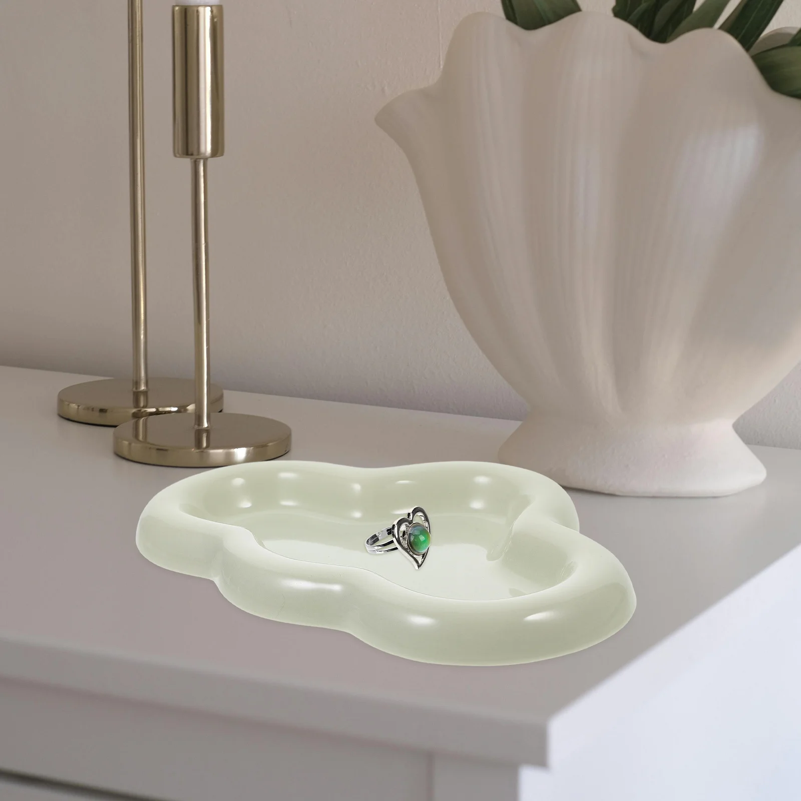

Cloud Shape Ceramic Jewelry Tray Cute Ring Key Bowl Decorative Catchall Dish Earring Holder Entryway Organizer