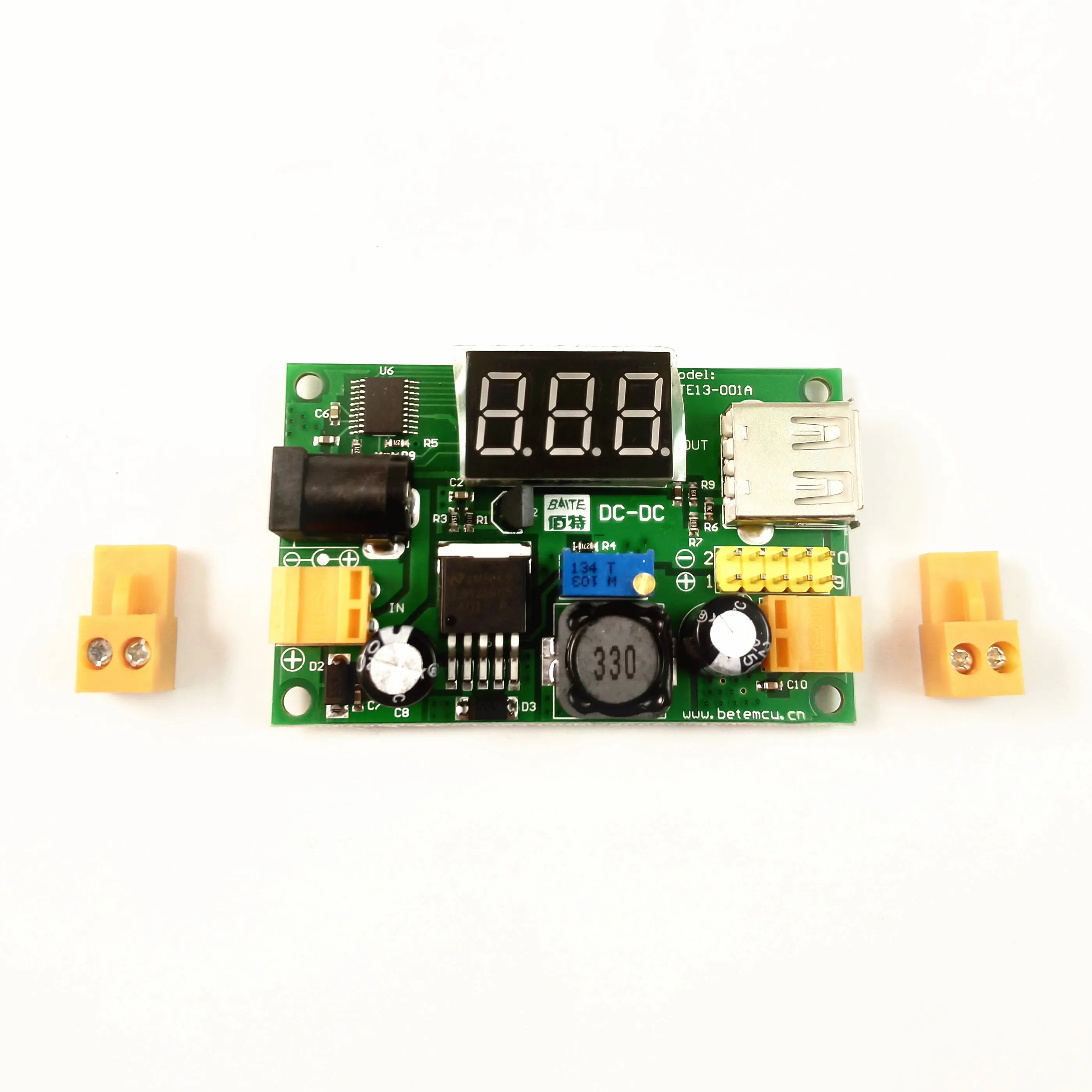 LM2596S-ADJ DC 4.5~40 to 1.25-37V Adjustable Step-Down Power Module + LED Voltmeter + USB Port +2.54mm Needle Easy Use