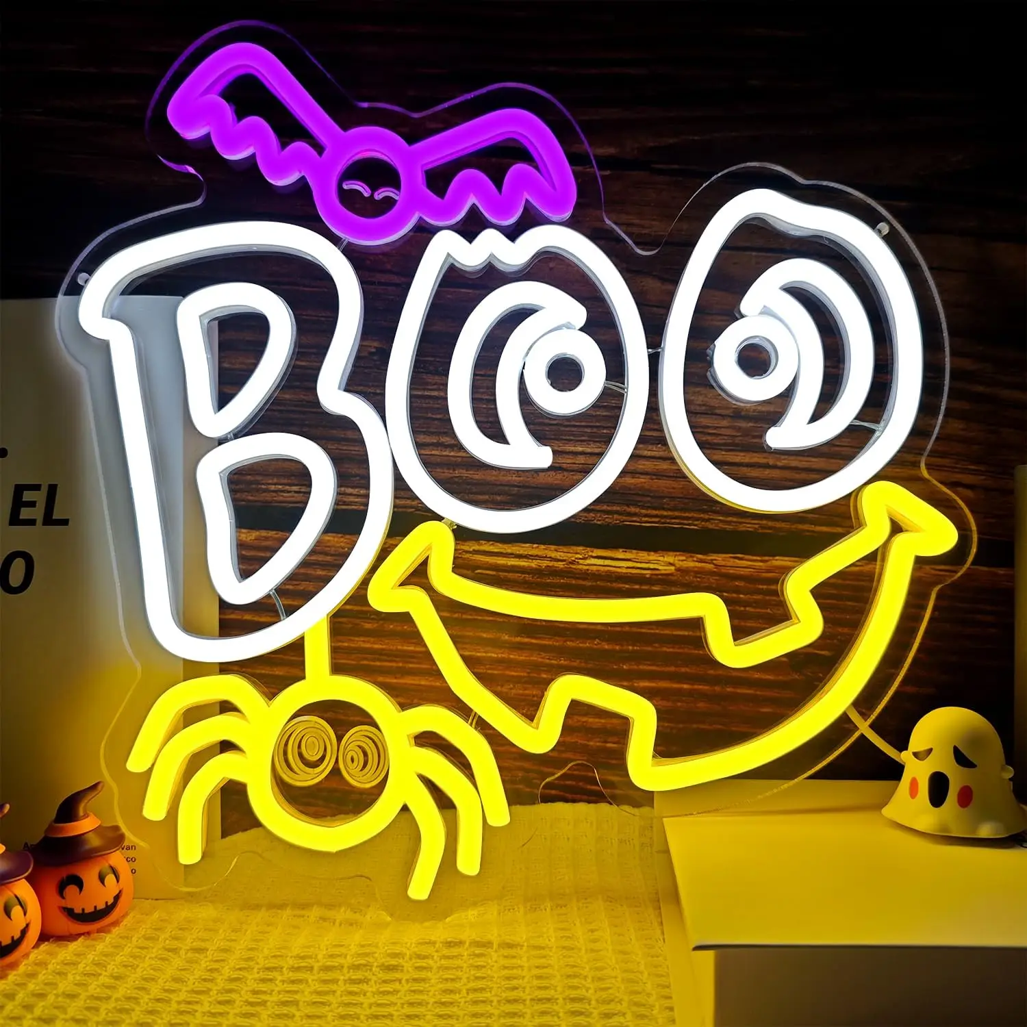 

Boo Pumpkin Face Happy Halloween Bat Spider Cute Lovely Neon Signs LED Light Bedroom Room Kid Gift Holiday Bar Club Wall Decor