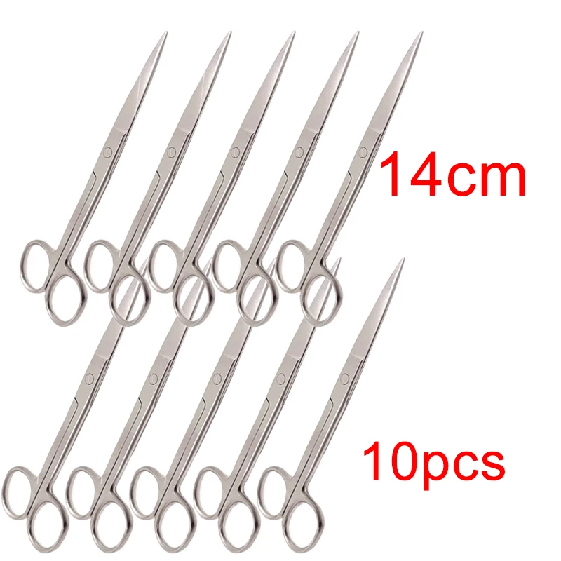 10pcs Dental Scissors Straight Tip Stainless Steel Surgical Suture Cutting Medical & Lab Instrument Tool