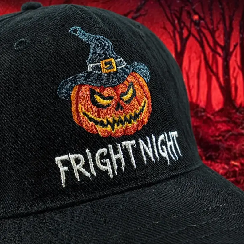 Custom Name Scary Halloween Pumpkin Embroidered Baseball Hat Flying Reaper Costume Witch Cap Vintage Black Adjustable Dad Hat Sp