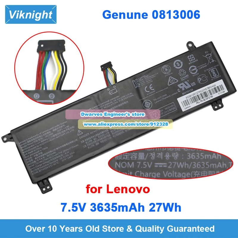 

Genuine 0813006 Battery 7.5V 3635mAh 27Wh for Lenovo IdeaPad 120S-11IAP 81A4 Series Laptop Battery 5B10P23790 5B10P18554 5B10P23