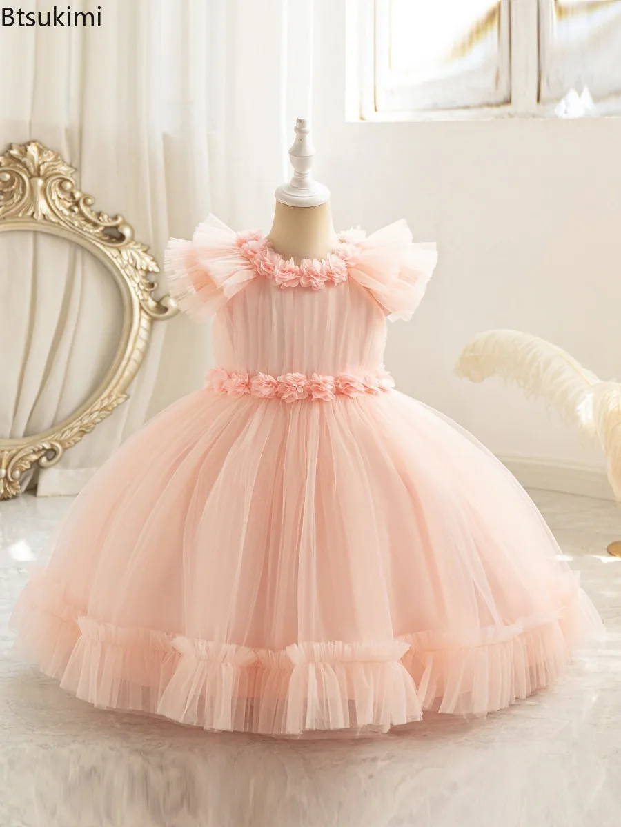 Summer High-end Princess Dresses Birthday Party Performance Dress 1-3 Year Princess Dress Flower Girl Dresses for Weddings Skirt