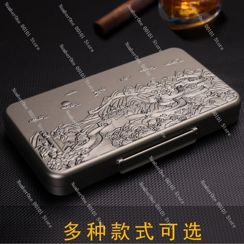 Portable CNC Aluminum Alloy Cigar Travel Box,Drawer Style Sealed Storage Design,Moisture-Proof Humidor with 5-Piece Accessory