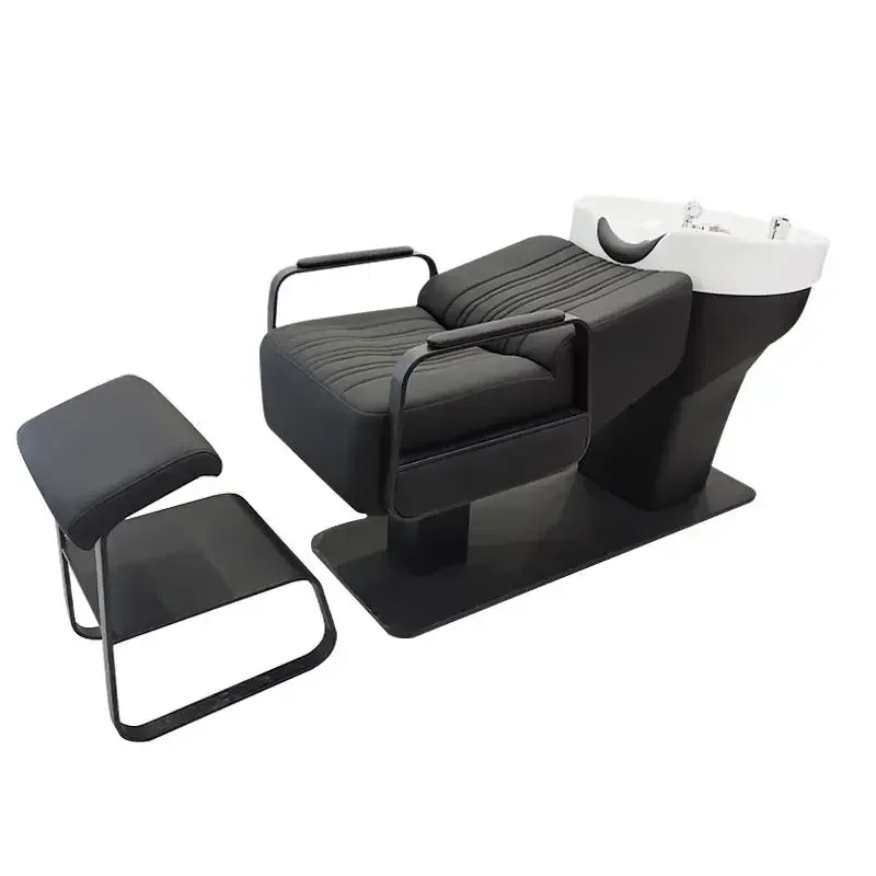 88.Hair salon High-end barber shop Half-lying flush bed Deepening ceramic basin Hair care Shampoo bed