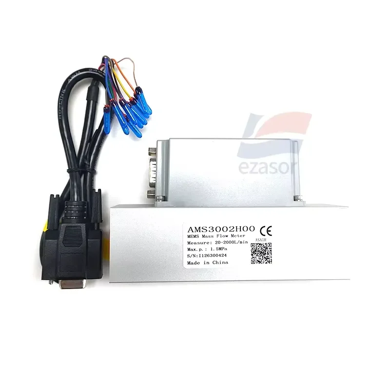 For YJJ AMS3002H00 MEMS Thermal Gas Mass Flow Meter 20-2000L/min RS485 NPN Alarm Output Compressed Air Nitrogen Monitoring