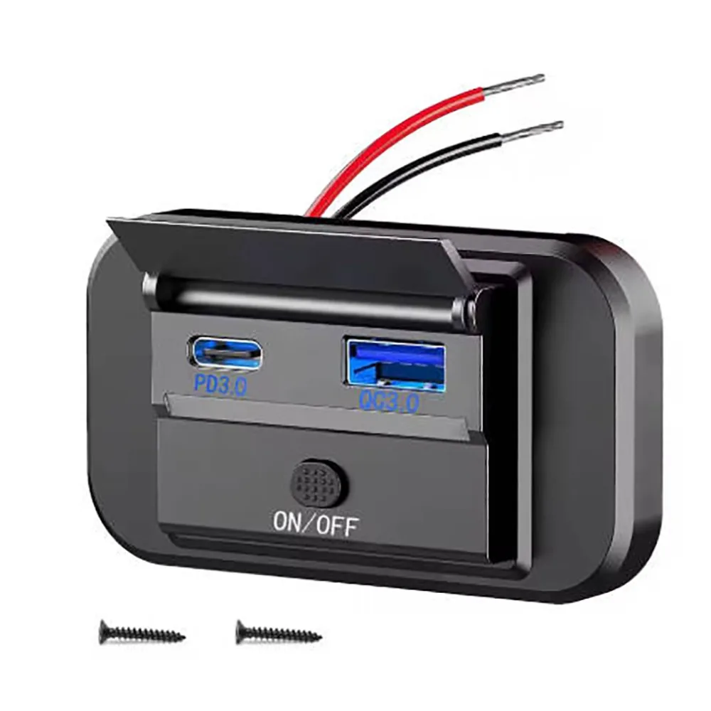 Professional 12V/24V USB Charging Flush Mount Dual Port USB Outlet QC3.0+PD3.0 Car USB Charger RV