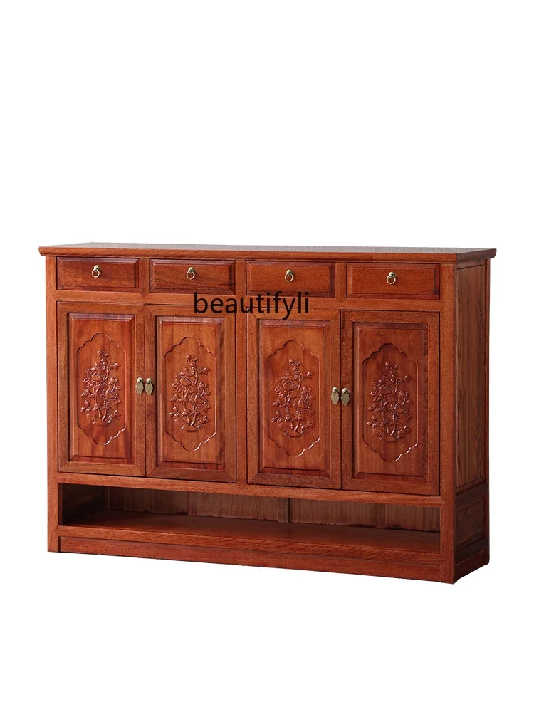 

New Chinese Style Gold Rosewood Solid Wood Antique Storage Cabinet Household Home Shoe Rack Shoe Cabinet Multi-Layer with Drawer