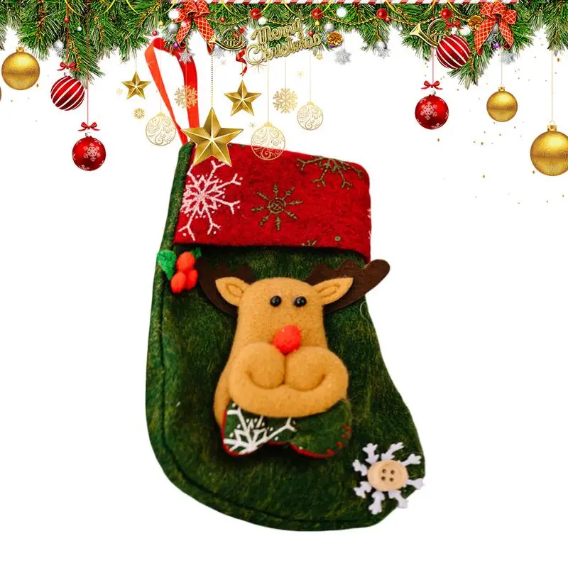 Christmas Stockings Elk Santa Claus Stockings Family Christmas Stocking Fireplace Hangable Stocking For Holiday Decoration