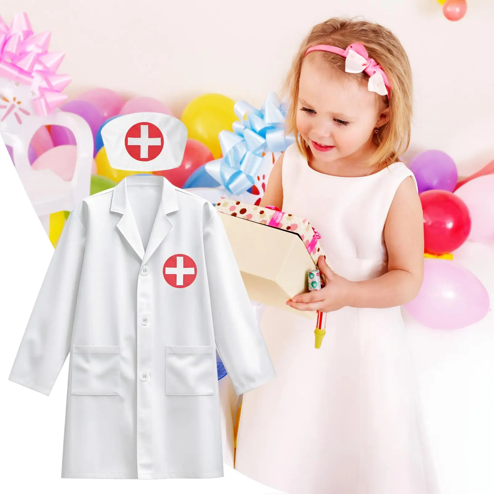 Children Cosplay Costumes Kids Doctor Clothing with Accessory Halloween Play the Role Props Uniform for Boys Girls Gifts ﻿