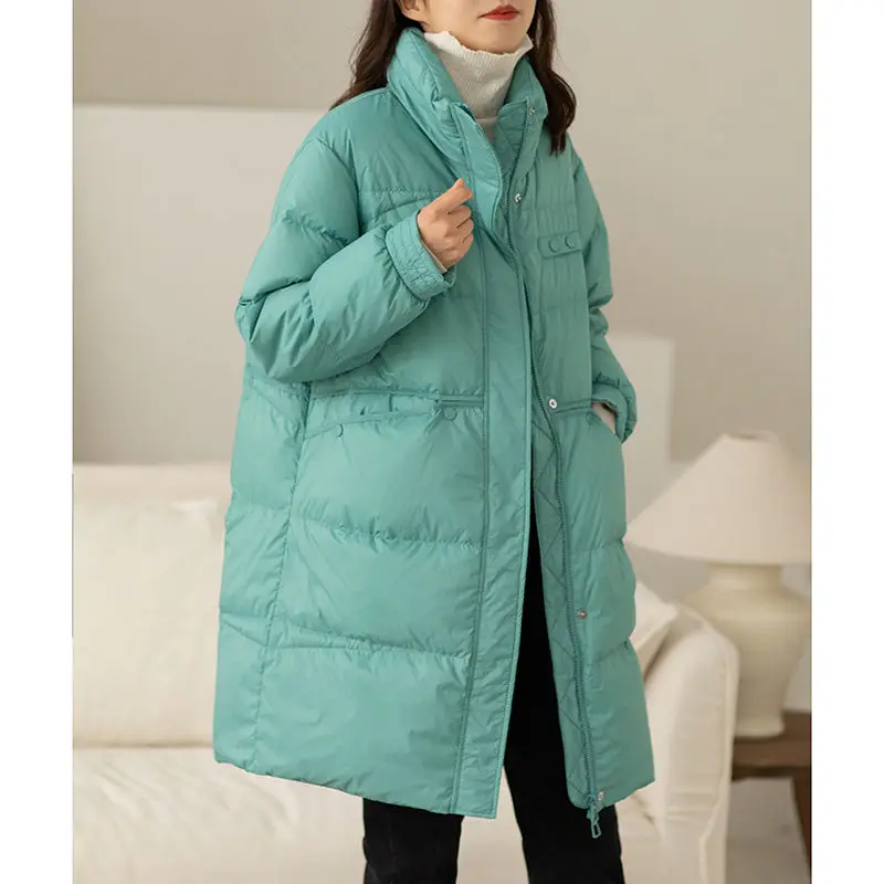 Doudoune en duvet de canard blanc chaud pour femme, manteau de loisirs d'hiver, mi-long, ample, coréen, 2022