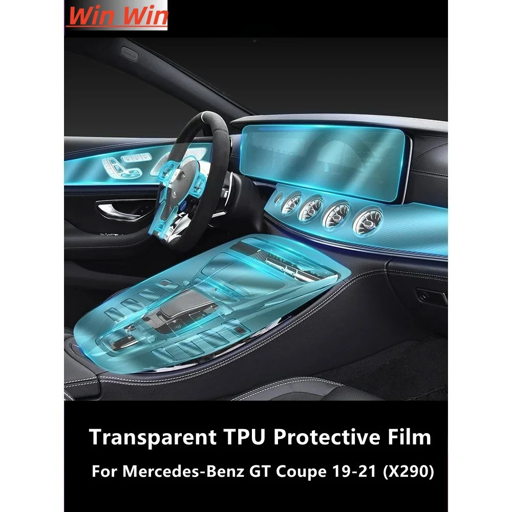 

For Mercedes-Benz GT Coupe 19-21 X290 Car Interior Center Console Transparent TPU Protective Film Anti-scratch Repair Film