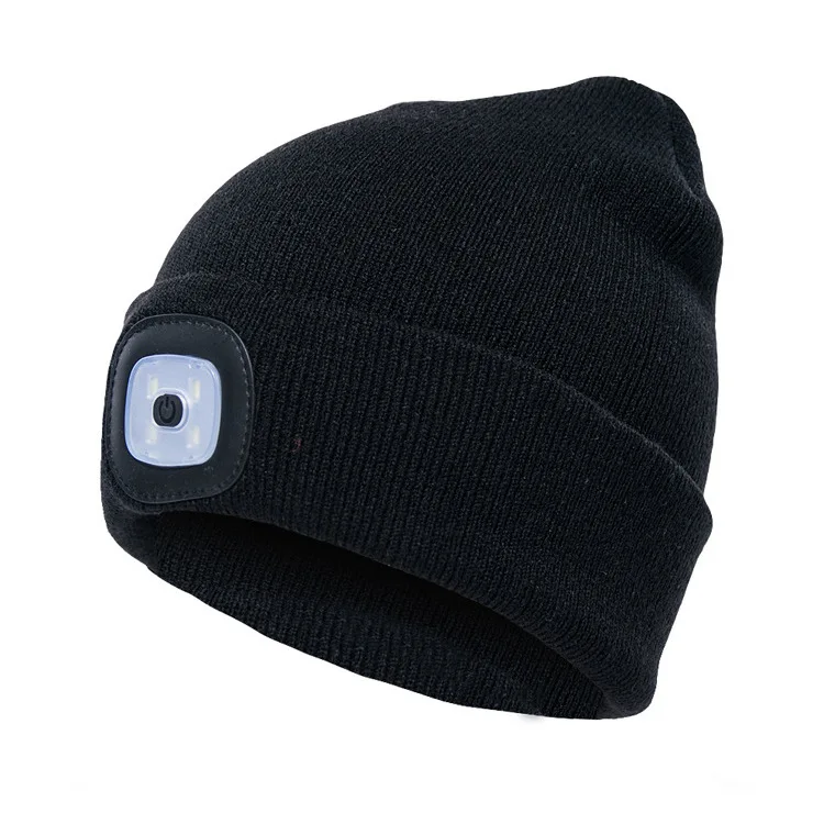 LED Lighted Beanie Hat USB Rechargeable Unisex Warm Winter Knitted Cap Headlamp Flashlight For Night Running Cycling, image 11