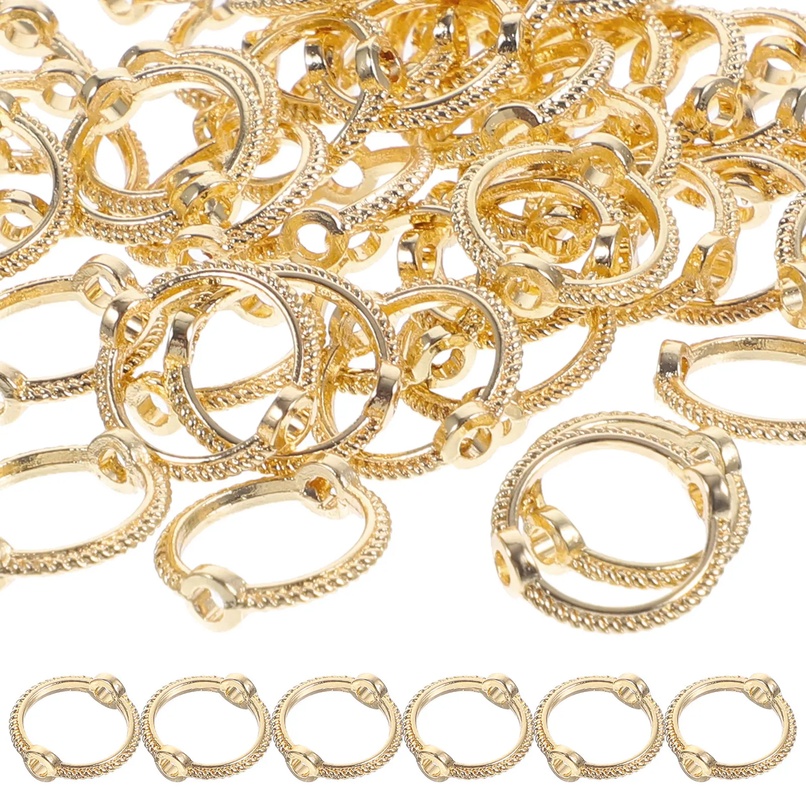 50Pcs Metal Round Bead Frames Strong Lead-Free Lightweight Bead Connectors for DIY Jewelry Making Necklace Bracelet Craft