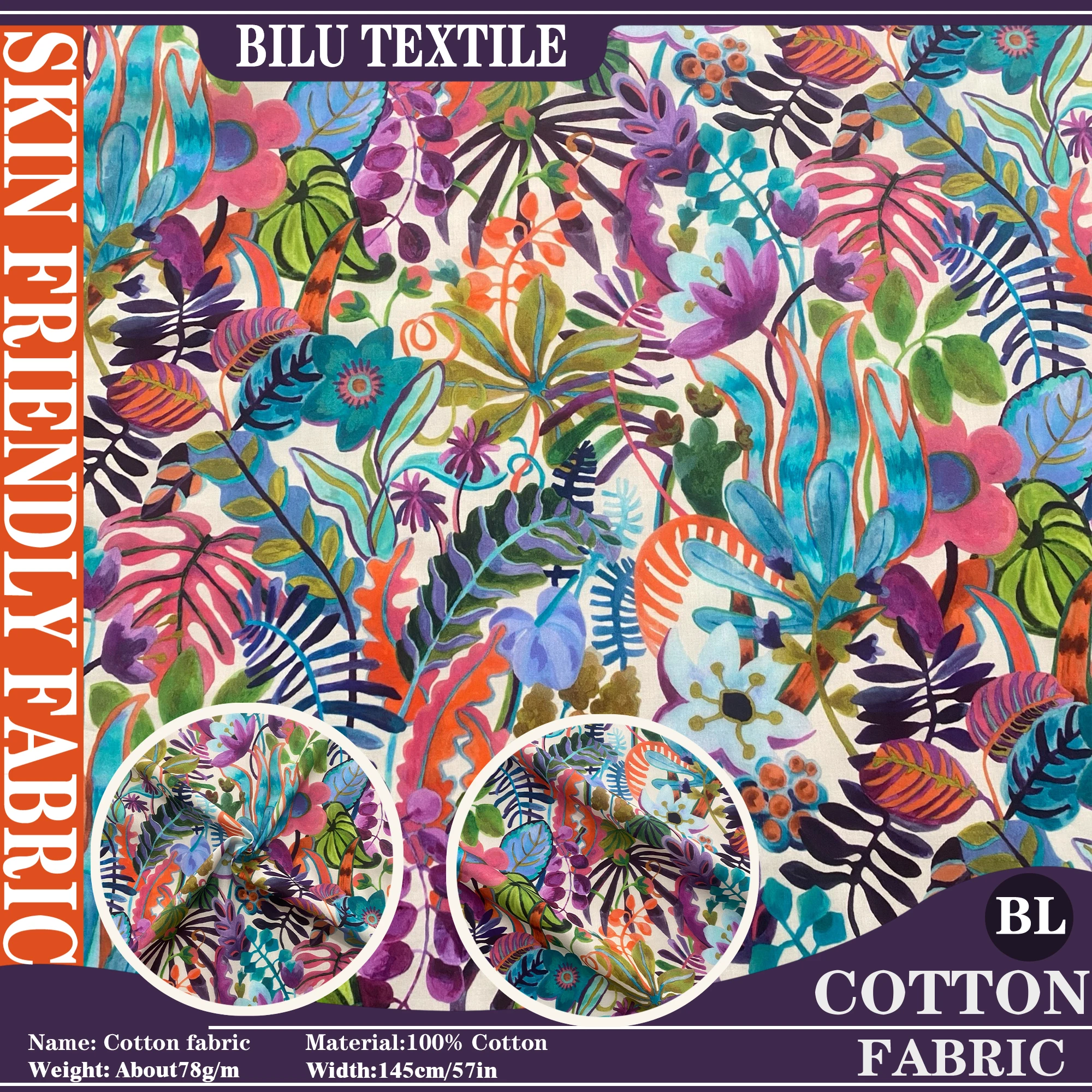 

1/2/5M 100% Cotton tana lawn fabric 80S Like Liberty Jungle trip Fabric Sewing children's clothes shirt dress handmade DIY Cloth